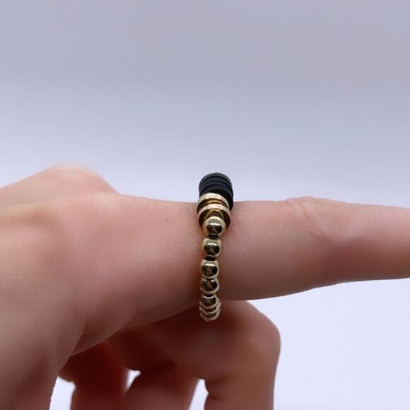 NWT Wool + Pepper Co. Black & Gold Stackable Ring - Picture 5 of 5